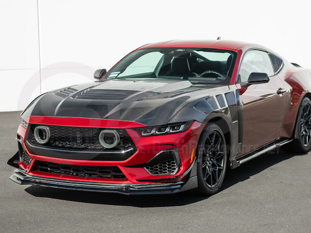 2024-Up Ford Mustang S650 | GTV Style GLOSSY BLACK Add-On Front Lip Splitter Ground Effects